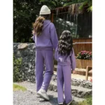 Mommy and Me Outfits Mom and Daughter Matching Set Mother and Baby Girl Equal Hood Jacket Zip+pants Two Piece Suit Women Clothes