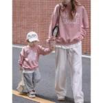 Matching Family Sweatshirt Mother And Daughter Clothes Dad Son Same Long Sleeve Tops 2023 Autumn Korean Women Children Clothing