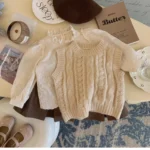 Mother and Daughter Outfit 2023 Autumn Mom and Baby Girls Matching Knit Vest Sweater+cotton Blouse+skirts Sets Women Clothing