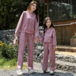 Mommy and Me Outfits Mom and Daughter Matching Set Mother and Baby Girl Equal Hood Jacket Zip+pants Two Piece Suit Women Clothes