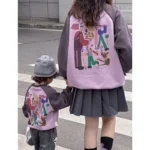 Women Sweatshirts for The Whole Family Spring 2024 Long Sleeve Tops Mom and Son Daughter Matching Tee Shirt Dad Children Clothes