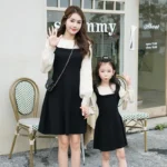 Mom And Daughter Knit Dress Autumn Women Knitted Dresses Long Sleeve 2023 Winter Mother And Baby Girl Matching Elegant Clothes