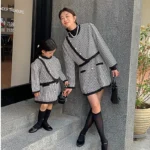 Mother Daughter Clothes Sets 2022 Mommy And Me Outfits Matching Sets Autumn Women's Suit Baby Girls Coat+Dress Clothing Outfit