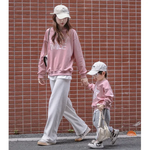 Matching Family Sweatshirt Mother And Daughter Clothes Dad Son Same Long Sleeve Tops 2023 Autumn Korean Women Children Clothing