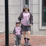 Women Sweatshirts for The Whole Family Spring 2024 Long Sleeve Tops Mom and Son Daughter Matching Tee Shirt Dad Children Clothes