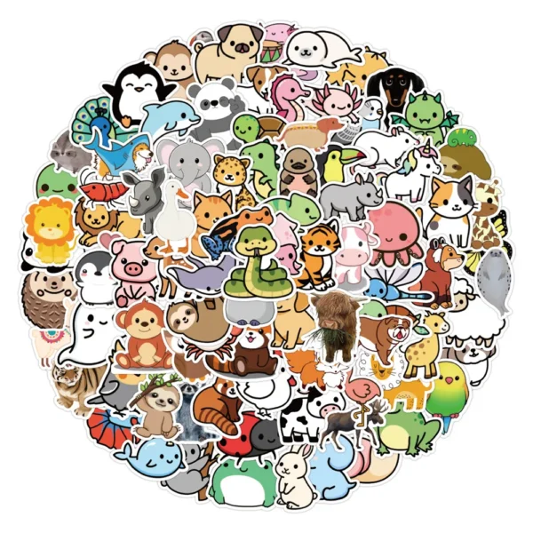 100PCS Cartoon New Cute Little Animal Series Graffiti Waterproof Stickers Creative Trend NotebookRefrigeratorComputer Decoration