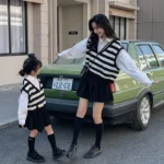 Mother And Daughter Matching Clothes Sets Women Shirts Vest Skirts Outfits Korean kids Sleeveless Blouse Mom Baby Girls Clothing