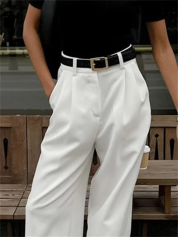 Tossy Fashion High Waist Pocket Women's Pants Y2k Outfit White Patchwork Casual Wide Leg Trousers Autumn Loose Slim Female Pants