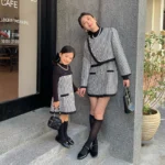 Mother Daughter Clothes Sets 2022 Mommy And Me Outfits Matching Sets Autumn Women's Suit Baby Girls Coat+Dress Clothing Outfit